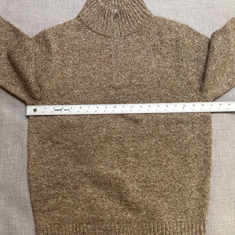 J Crew Rugged Merino Sweater Men's S Brown Wool Blend 1/4 Zip Mock Neck - Picture 3 of 11